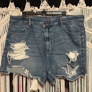 American Eagle Outfitters Strigid Distressed Denim Mom Shorts size 20 NWOT